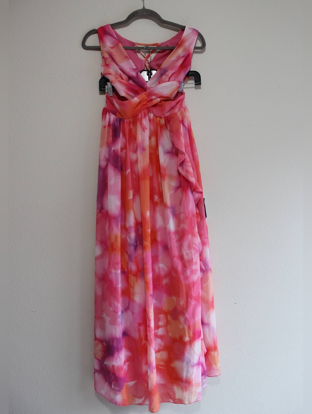 NWT Lulu's Elisanna Pink Multi Floral Lace-Up Midi Dress Size Small - Picture 2 of 16